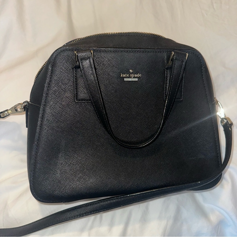 kate spade Black Saffiano Dome Satchel with Detachable Strap